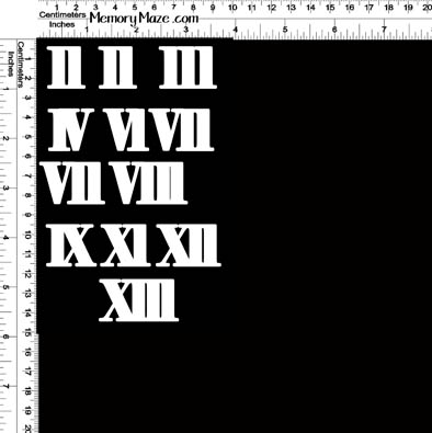roman numerals 23 mm high 100 x 150